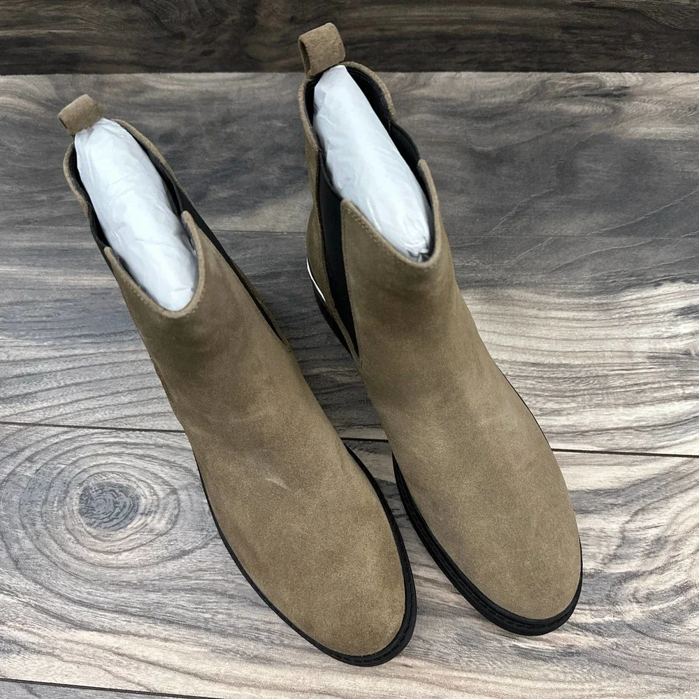 NIB Kenneth Cole Levon 2.0 Welt Chelsea Suede Ankle Boots Bootie Dark Taupe 8.5M - Picture 3 of 11